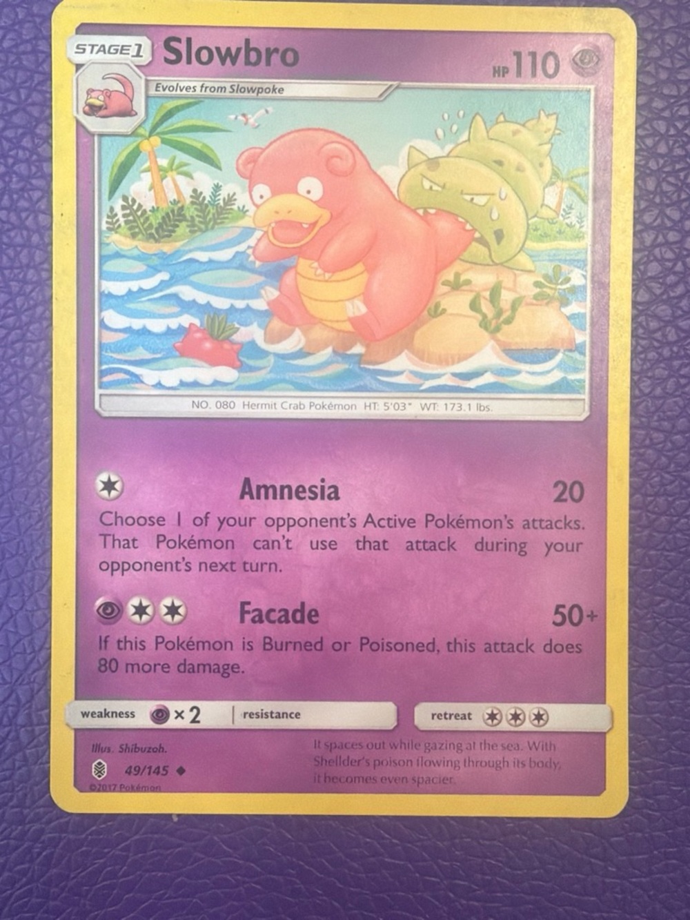 Pokemon Slowbro Trading Card - Pink, Yellow, Purple, Blue